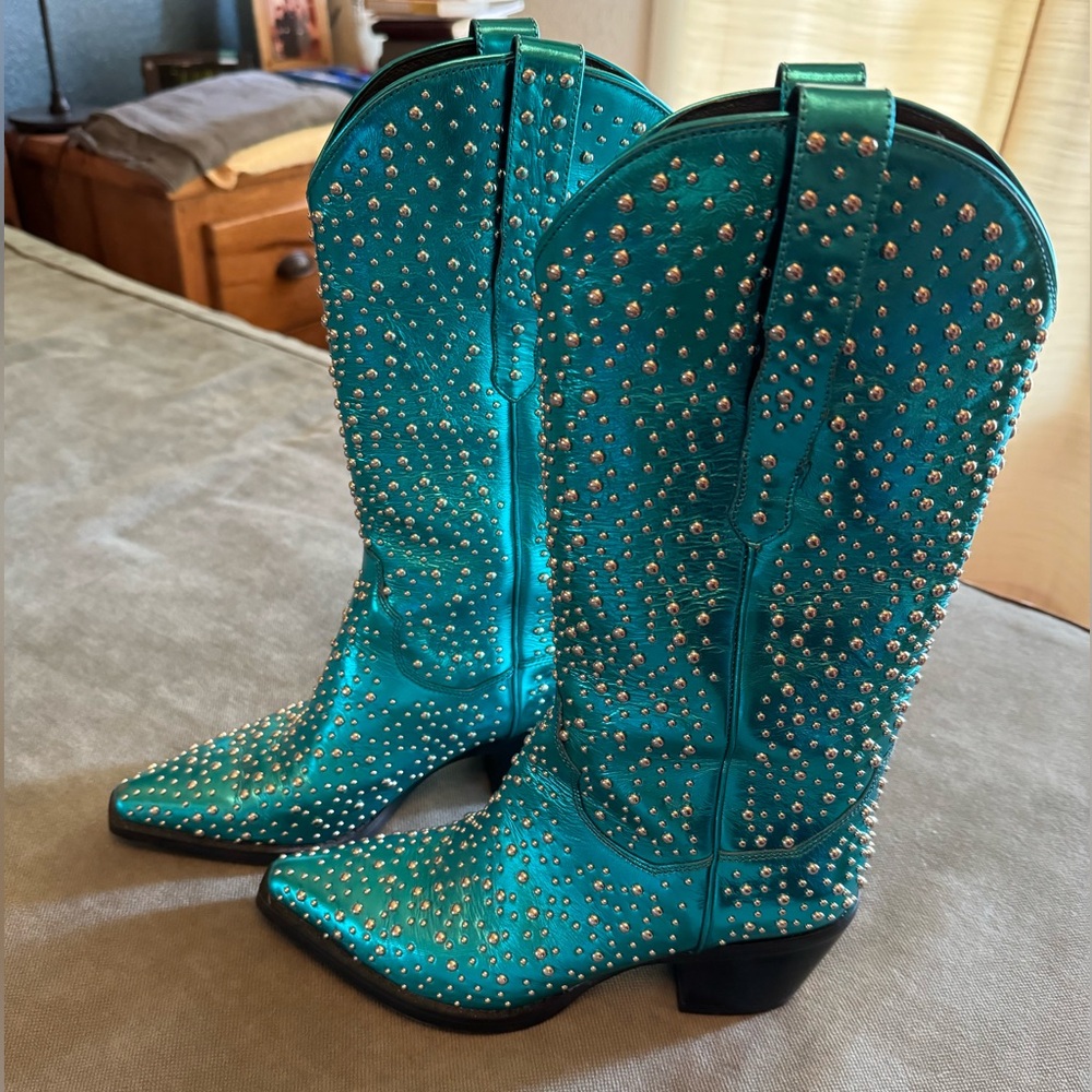 FP Jeffery Campbell Blue Dagget Studded Western Boots